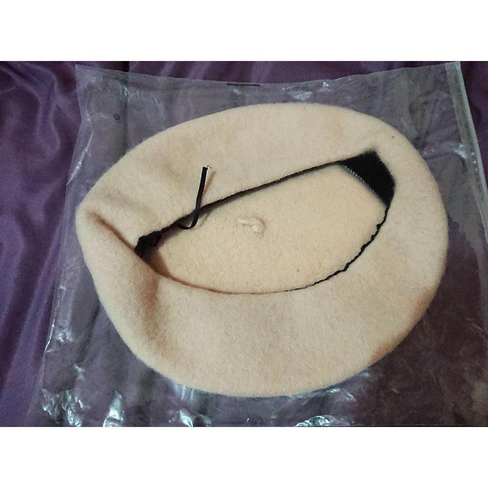 米色 可調節羊毛貝雷帽 秋冬天 加厚立體 女士 畫家帽-細節圖3