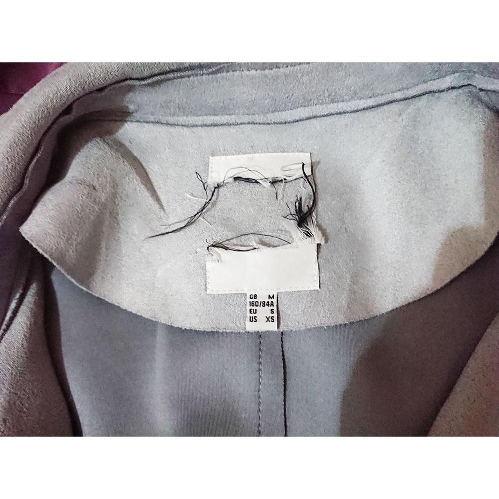 通勤 基礎款 素色 仿麂皮風衣 霧霾藍 灰藍色-細節圖6