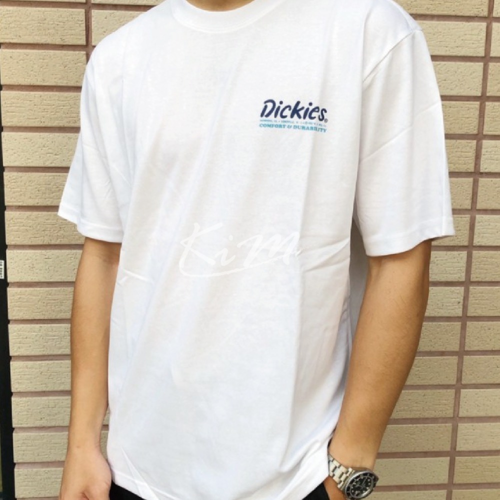 DICKIES Logo 短T 短踢 短袖 藍 白 雙Logo-細節圖7