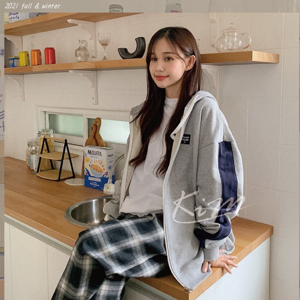 最新秋冬款 Muahmuah 方形款 刷毛款 袖子撞色 muah muah-細節圖5