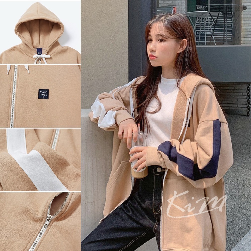 最新秋冬款 Muahmuah 方形款 刷毛款 袖子撞色 muah muah-細節圖9