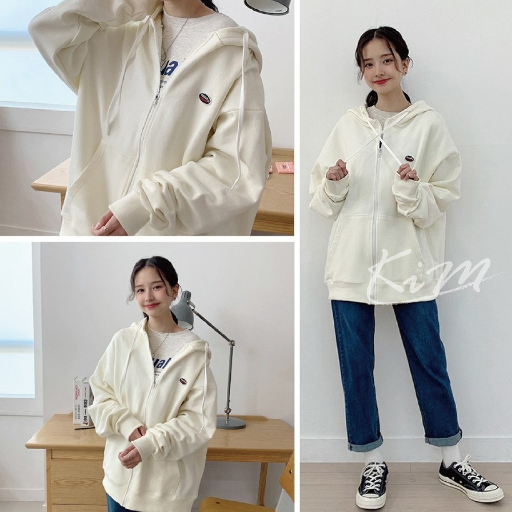 韓國Muahmuah 橢圓款 刷毛款韓國外套 五色 muah muah 韓國情侶 外套-細節圖3