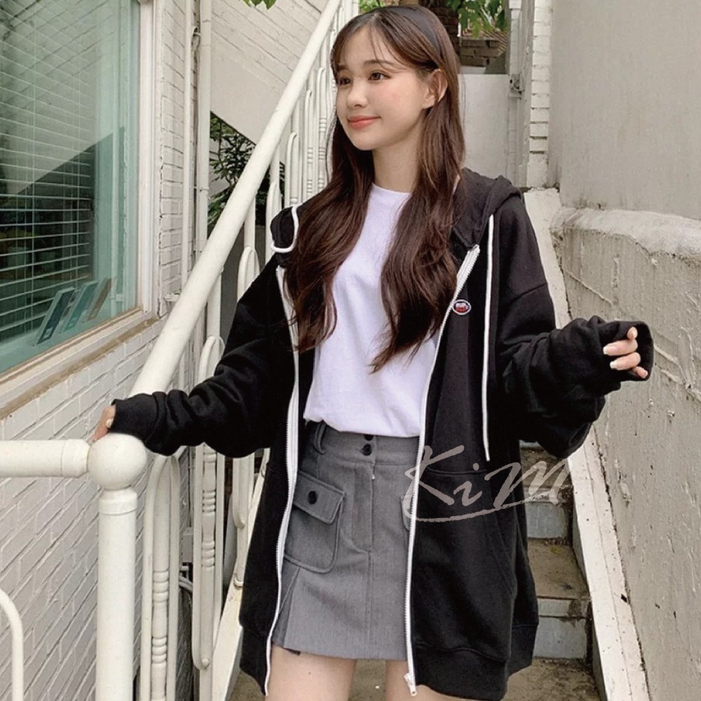 韓國Muahmuah 橢圓款 刷毛款韓國外套 五色 muah muah 韓國情侶 外套-細節圖5