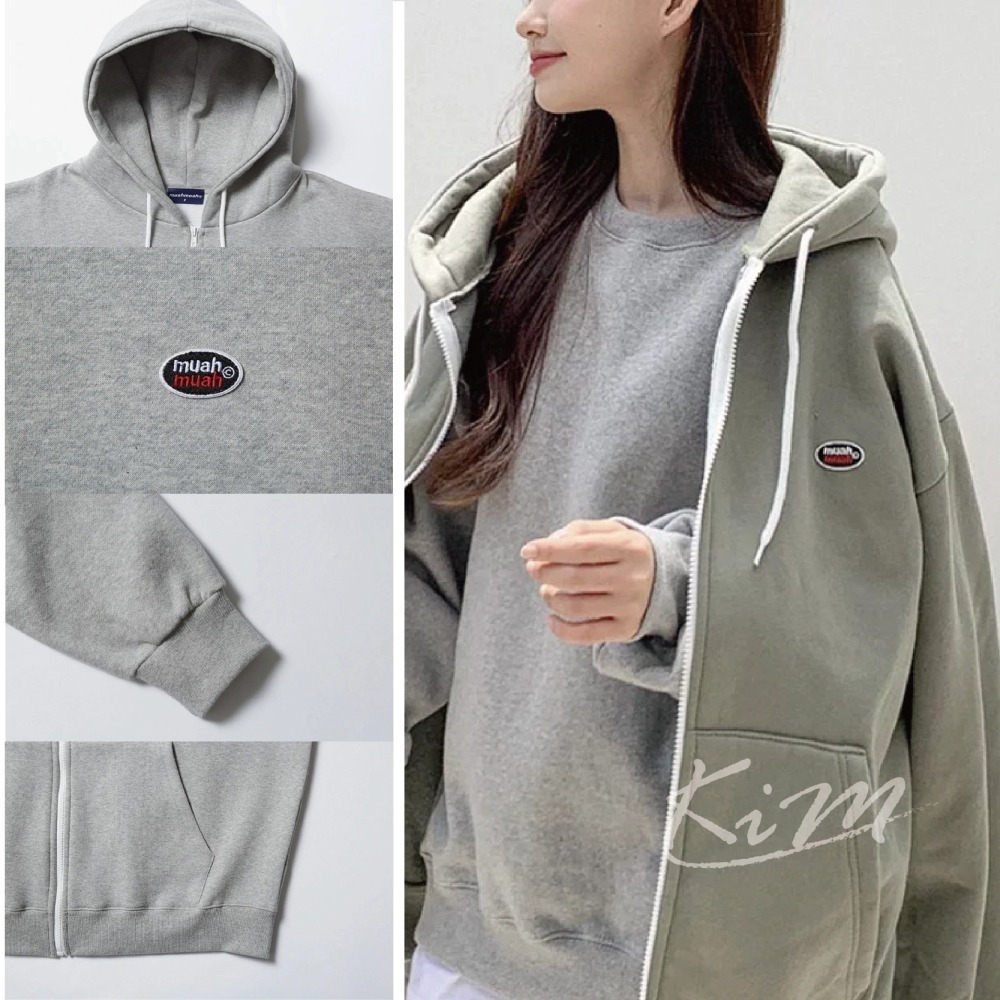 韓國Muahmuah 橢圓款 刷毛款韓國外套 五色 muah muah 韓國情侶 外套-細節圖6