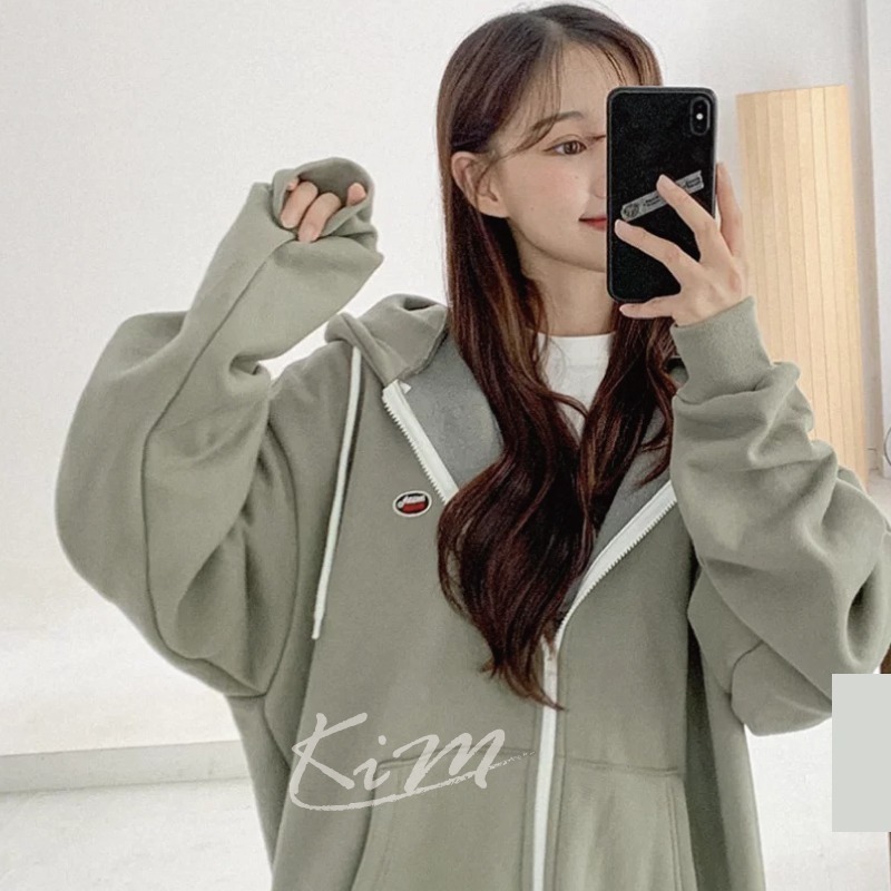 韓國Muahmuah 橢圓款 刷毛款韓國外套 五色 muah muah 韓國情侶 外套-細節圖10