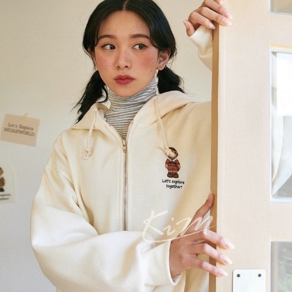 Muahmuah X GB 泰迪熊外套 Teddy 探險小熊 胸前刺繡 連帽外套 男女同款-細節圖3