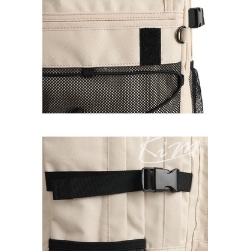 韓國WHO.A.U 熊熊 刺繡 背包 網格透視後背包 書包 旅行包who a u男女通用-細節圖9