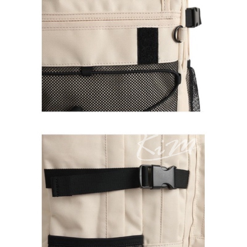 韓國WHO.A.U 熊熊 刺繡 背包 網格透視後背包 書包 旅行包who a u男女通用-細節圖9