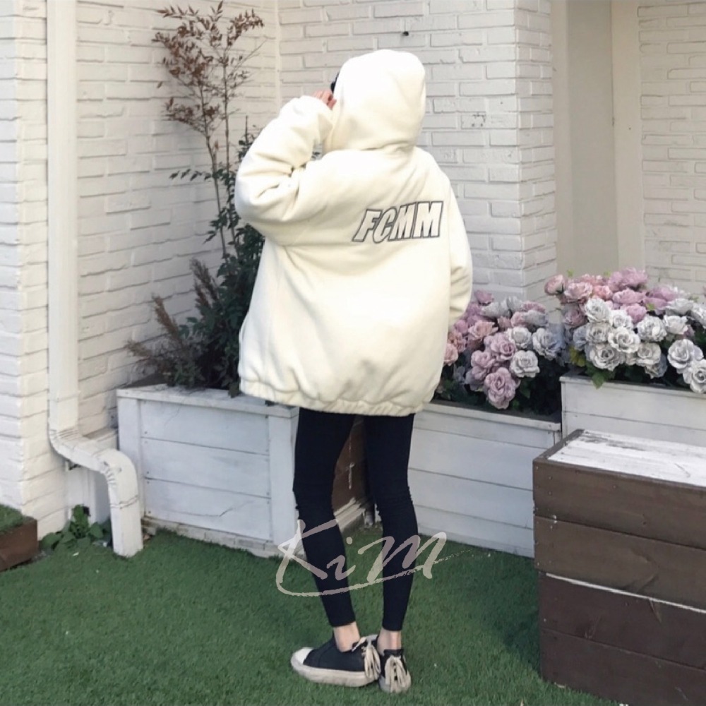 【預購】FCMM 外套 大LOGO絨毛外套 大LOGO 鋪棉外套 連帽外套 代購-細節圖5