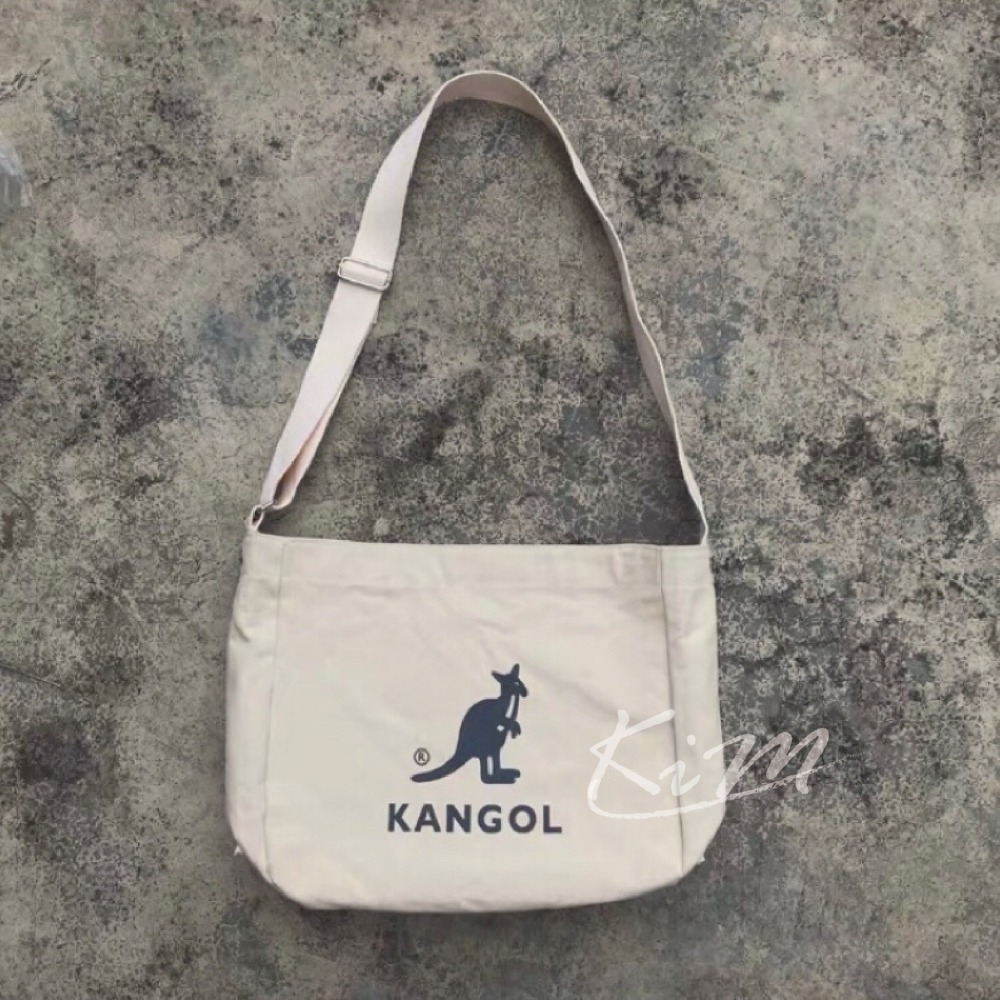 kangol 帆布包 袋鼠 單肩斜挎包 托特包 休閒側肩包 女生包包 學院風包 帆布袋-細節圖3