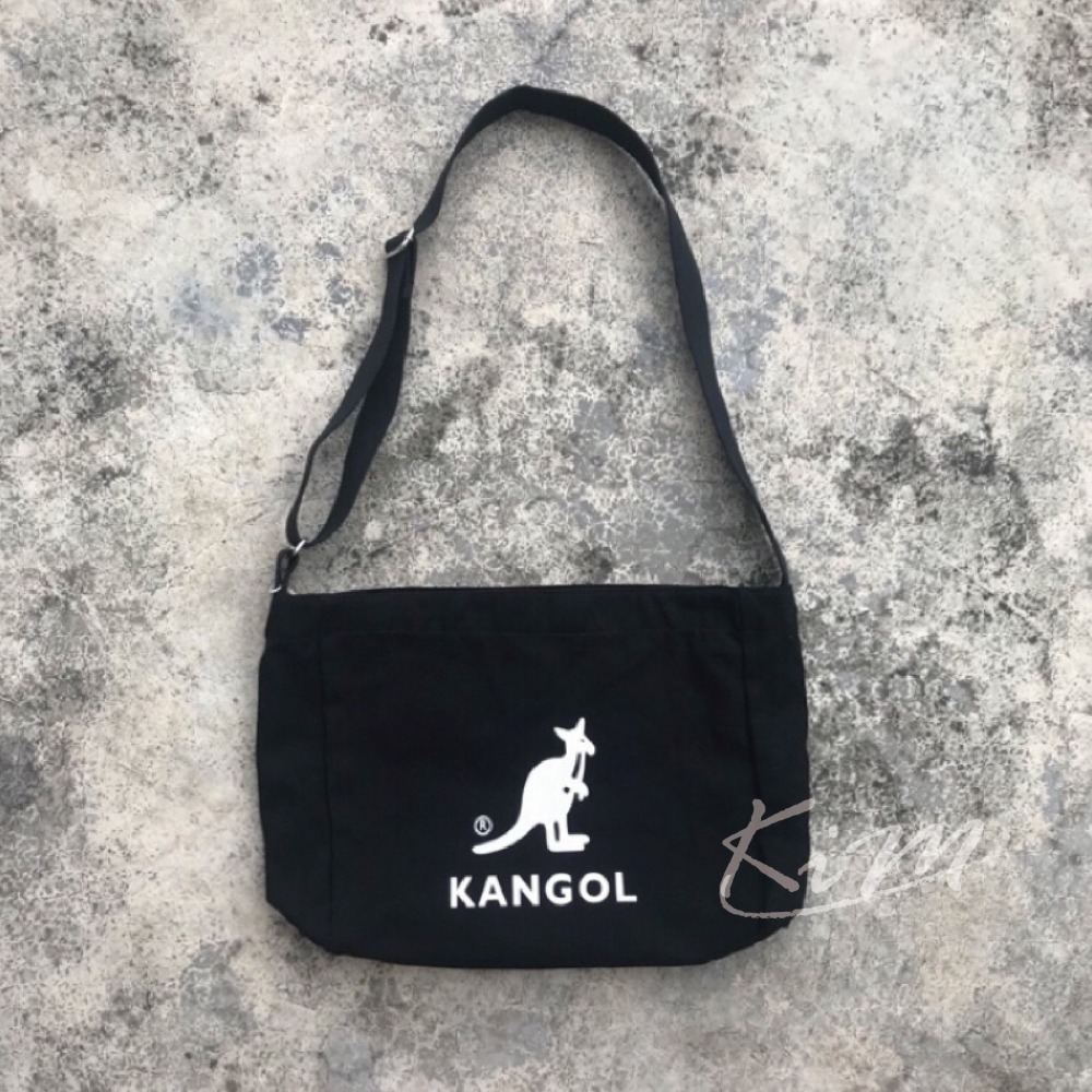 kangol 帆布包 袋鼠 單肩斜挎包 托特包 休閒側肩包 女生包包 學院風包 帆布袋-細節圖5