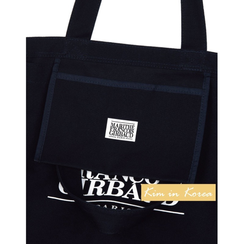 韓國MARITHE 字母印花 拼接帆布包 慵懶風 單肩托特包 單肩包 手提包 購物袋-細節圖5