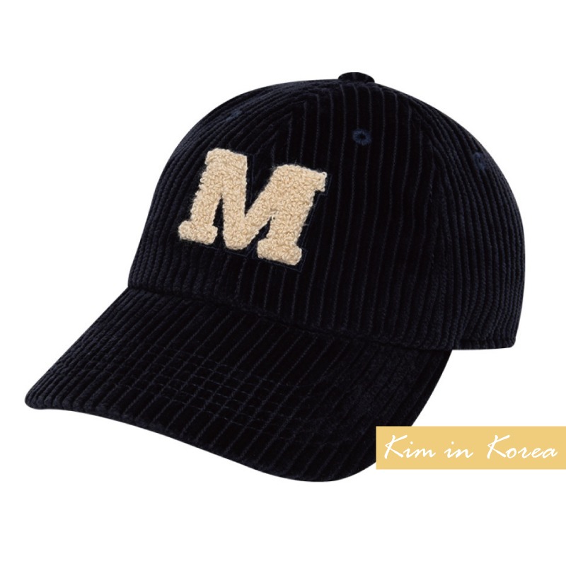 韓國MARITHE 植絨 字母M 棒球帽 學院風 燈芯絨 鴨舌帽-細節圖10