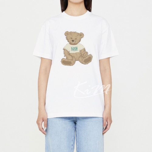 韓國Marithe 字母 塗鴉熊 印花 可愛 簡約 百搭 寬鬆 短袖 T恤 男 女