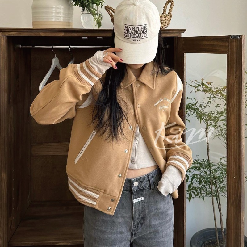 韓國Marithe 翻領 復古 棒球服 拼接 羊毛 外套 夾克 高允珍同款外套 大衣-細節圖6