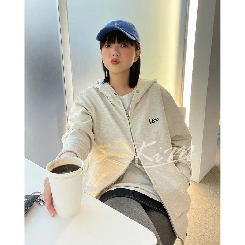 LEE 小LOGO 連帽外套 刺繡 棉外套 無內刷毛 雙拉鍊外套 男女生同款 秋冬-細節圖2