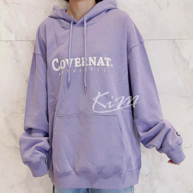 【預購】Covernat 帽T 經典LOGO 字母刺繡 C標 帽踢 連帽TEE 重磅無刷毛 男女同款 寬鬆 正韓-細節圖6