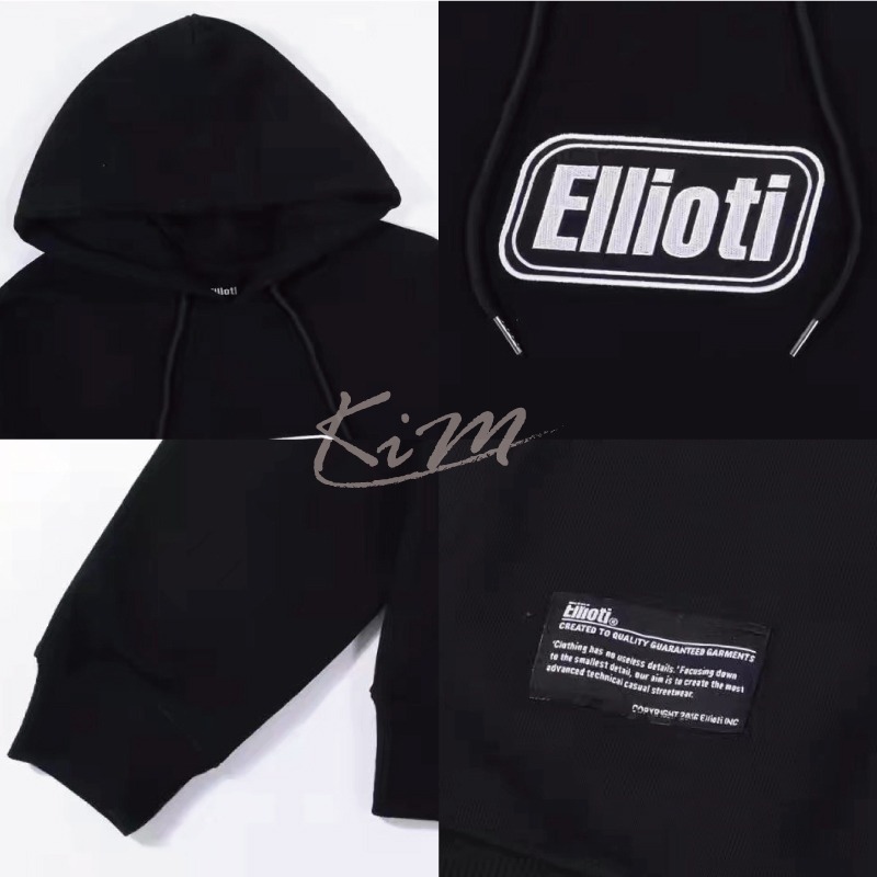 Ellioti 韓國 經典LOGO刺繡圖標 純棉內刷毛 帽T 連帽長袖T恤 糖果色帽T-細節圖10