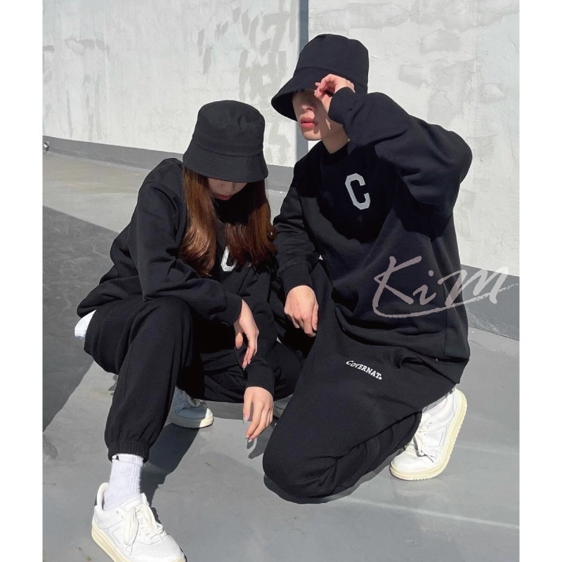 韓國Covernat 字母刺繡休閒棉褲 美式休閒風 任意混合搭配 上身超讚 男女同款 休閒長褲 棉褲 長褲-細節圖5