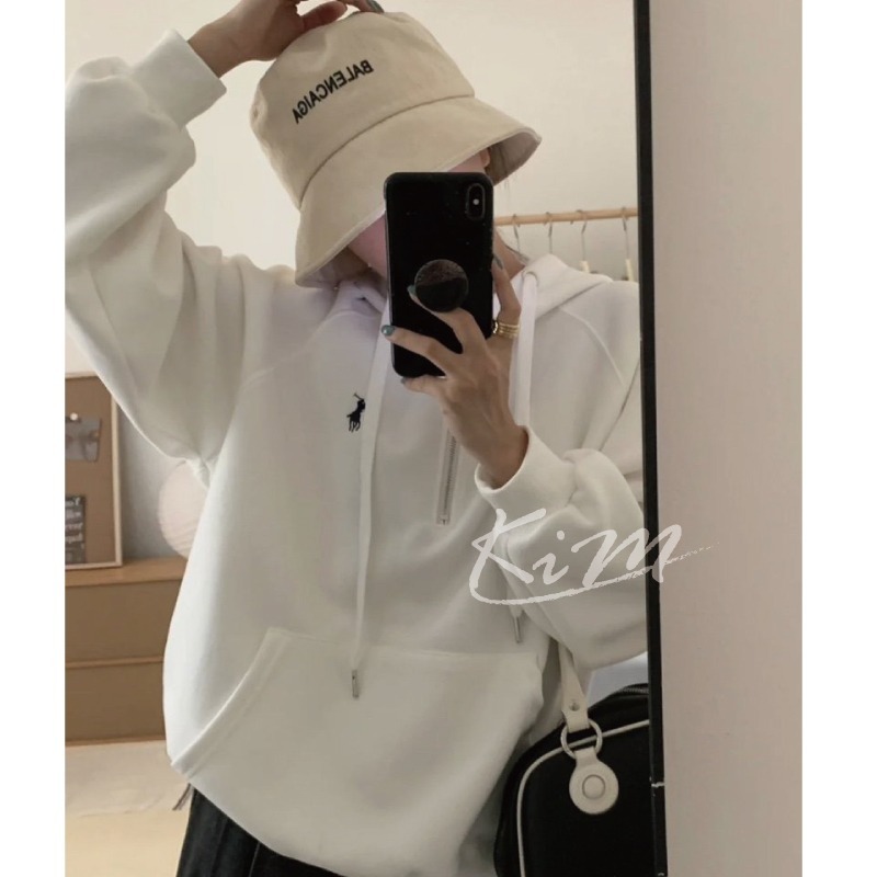 Polo Ralph Lauren RL 加絨 內刷毛 oversize寬鬆 慵懶 連帽 衛衣 外套 女 拉鍊上衣 帽T-細節圖5