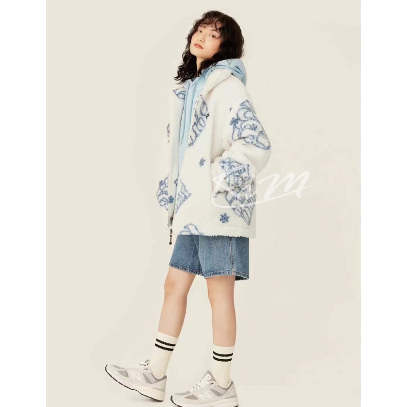 韓國OiOi 5252 立領羊羔毛外套 羊羔絨外套 夾克外套 冬季保暖外套 男女同款-細節圖8