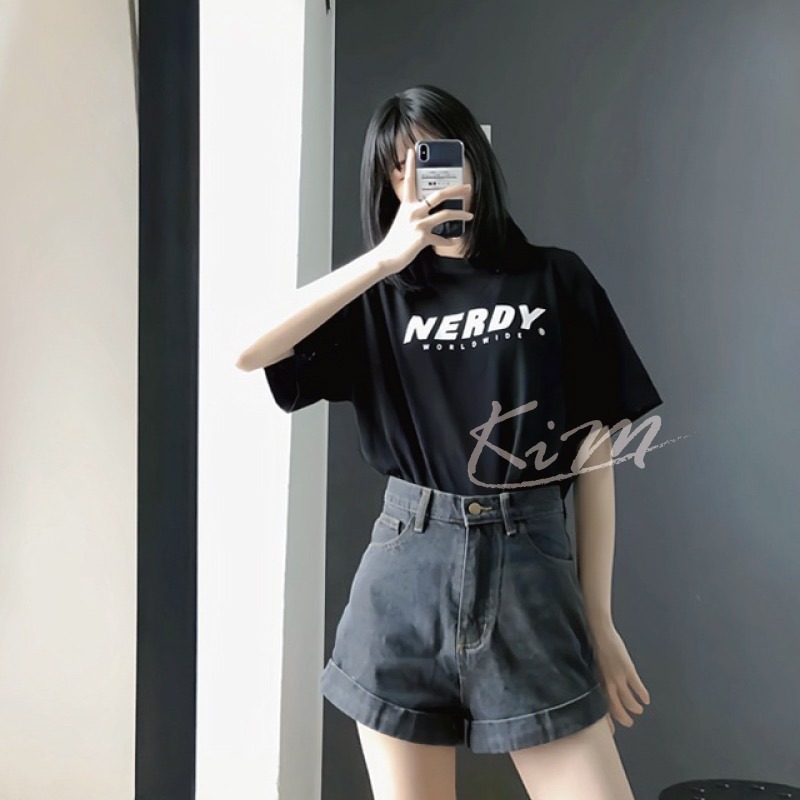 韓國NERDY 韓國品牌 短袖 大Logo 純棉 反折設計 短T 純棉 韓國代購 上衣短袖 情侶款-細節圖5