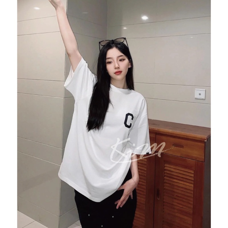 韓國Covernat 大C字母 簡約 休閒 寬鬆 短袖T恤 純棉半袖 上衣 男 女-細節圖4