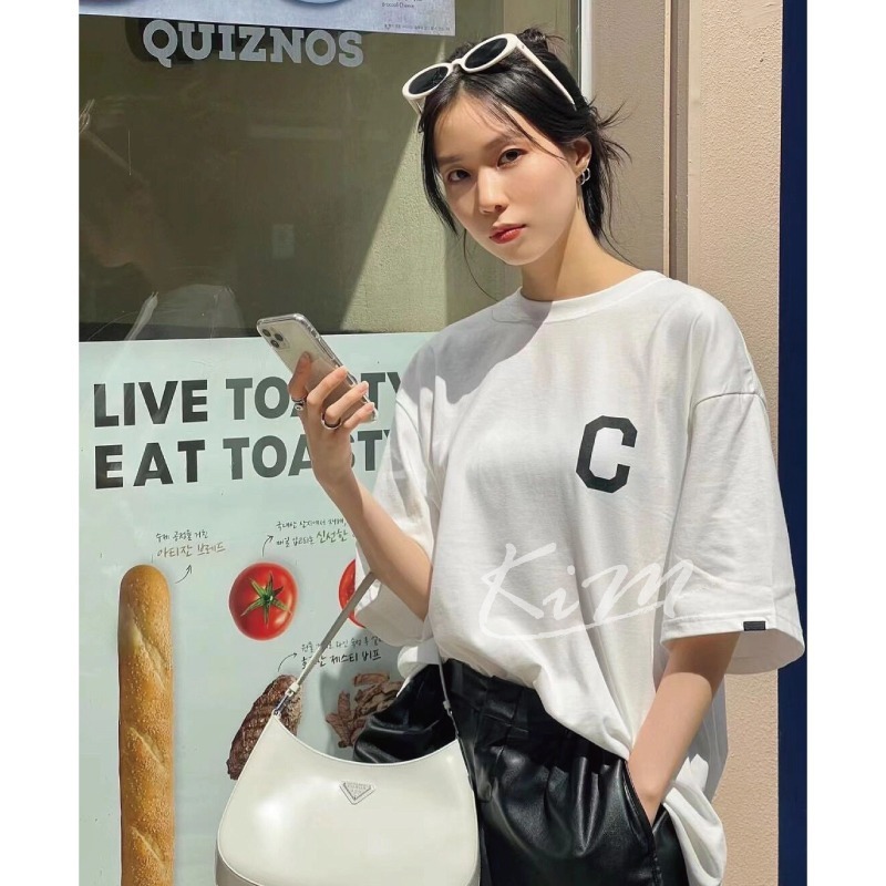 韓國Covernat 大C字母 簡約 休閒 寬鬆 短袖T恤 純棉半袖 上衣 男 女-細節圖5