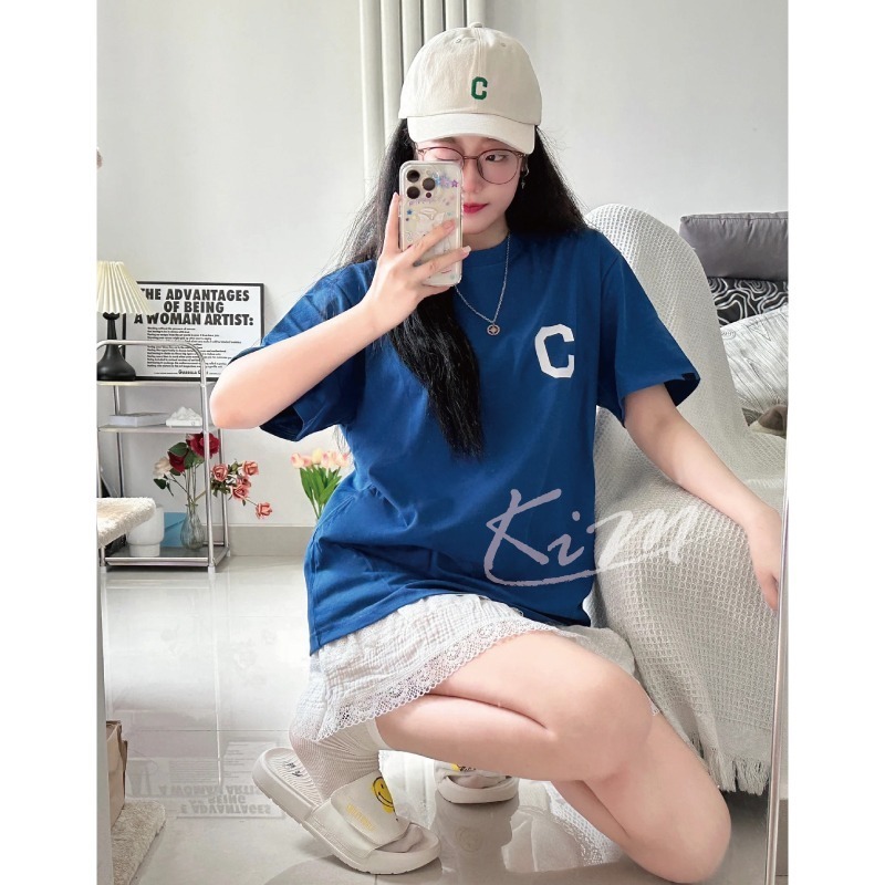 韓國Covernat 大C字母 簡約 休閒 寬鬆 短袖T恤 純棉半袖 上衣 男 女-細節圖9