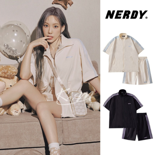 韓國Nerdy 新款夏季 衝鋒衣 運動套裝 女 速乾 透氣 休閒 寬鬆 男女款 短袖外套 短褲
