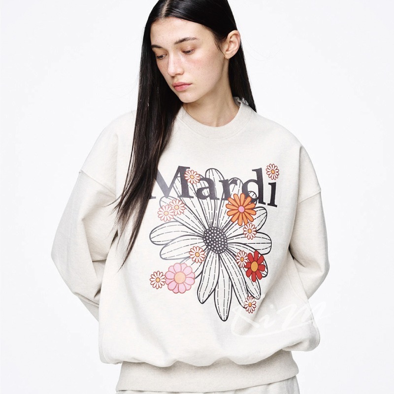 韓國MARDI MERCREDI 金高銀同款 經典雛菊 綻放花朵 多花 印花 大學T 長袖衛衣 圓領 女-細節圖6