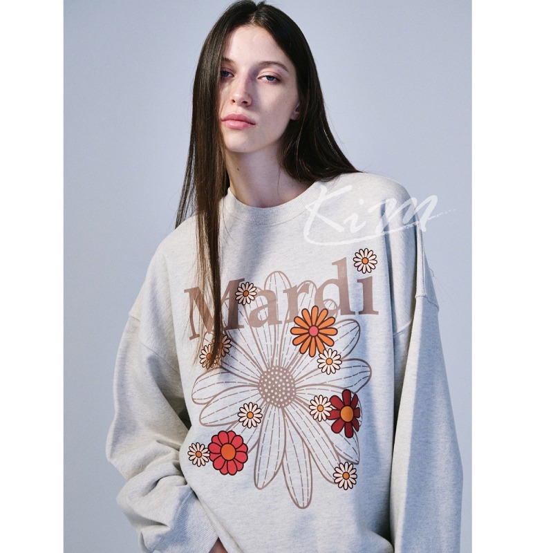 韓國MARDI MERCREDI 金高銀同款 經典雛菊 綻放花朵 多花 印花 大學T 長袖衛衣 圓領 女-細節圖9