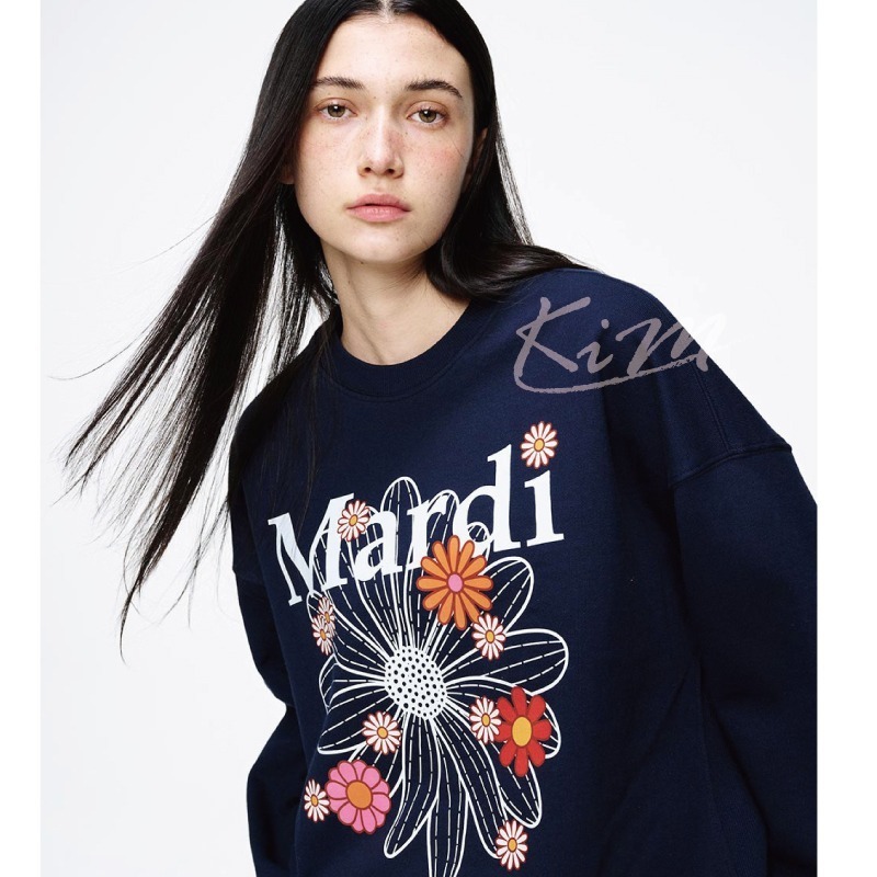 韓國MARDI MERCREDI 金高銀同款 經典雛菊 綻放花朵 多花 印花 大學T 長袖衛衣 圓領 女-細節圖4