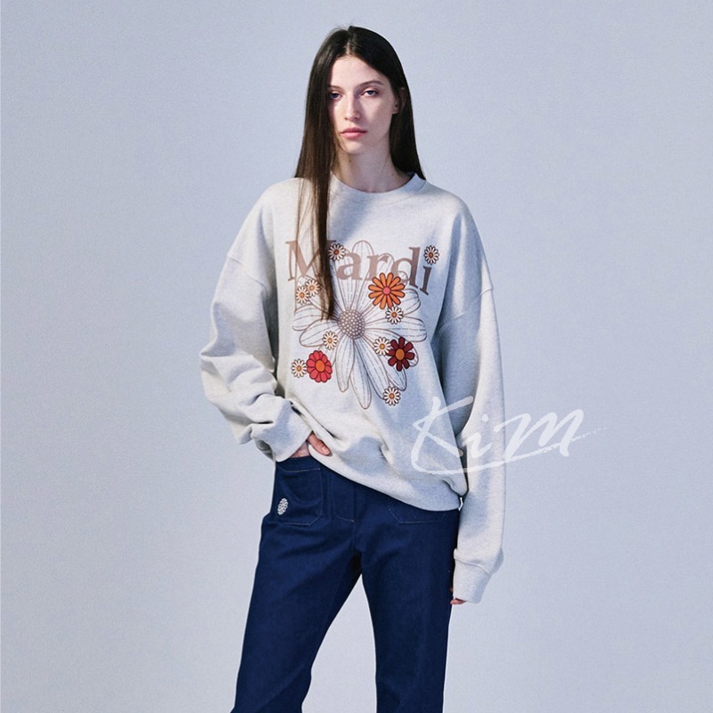 韓國MARDI MERCREDI 金高銀同款 經典雛菊 綻放花朵 多花 印花 大學T 長袖衛衣 圓領 女-細節圖8