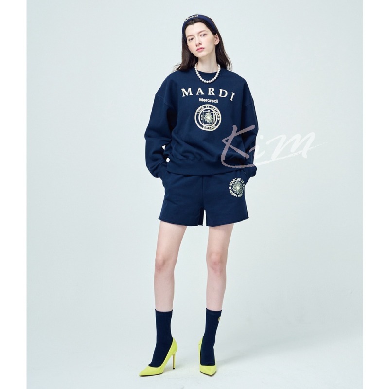 韓國MARDI MERCREDI 金高銀同款 雛菊 徽章 大學T 長袖T恤 圓領 衛衣 女-細節圖4
