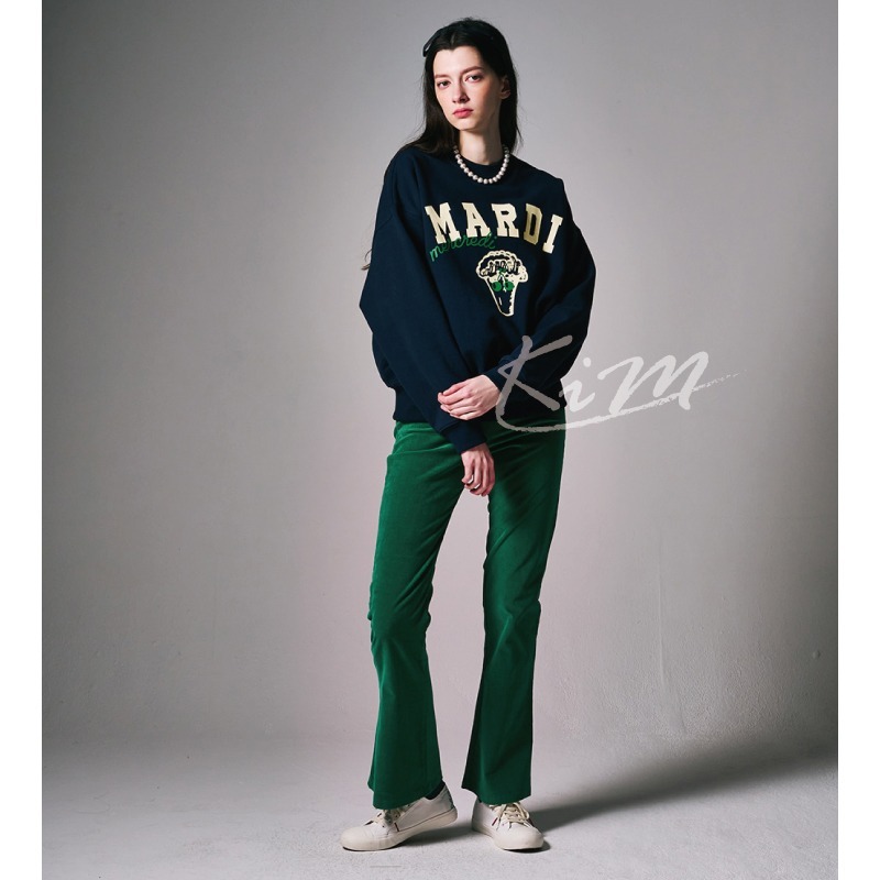 韓國MARDI MERCREDI 美式復古 西蘭花 花椰菜 圖案 印花 大學T 長袖T恤 圓領衛衣 女-細節圖2