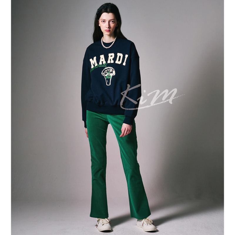 韓國MARDI MERCREDI 美式復古 西蘭花 花椰菜 圖案 印花 大學T 長袖T恤 圓領衛衣 女-細節圖4