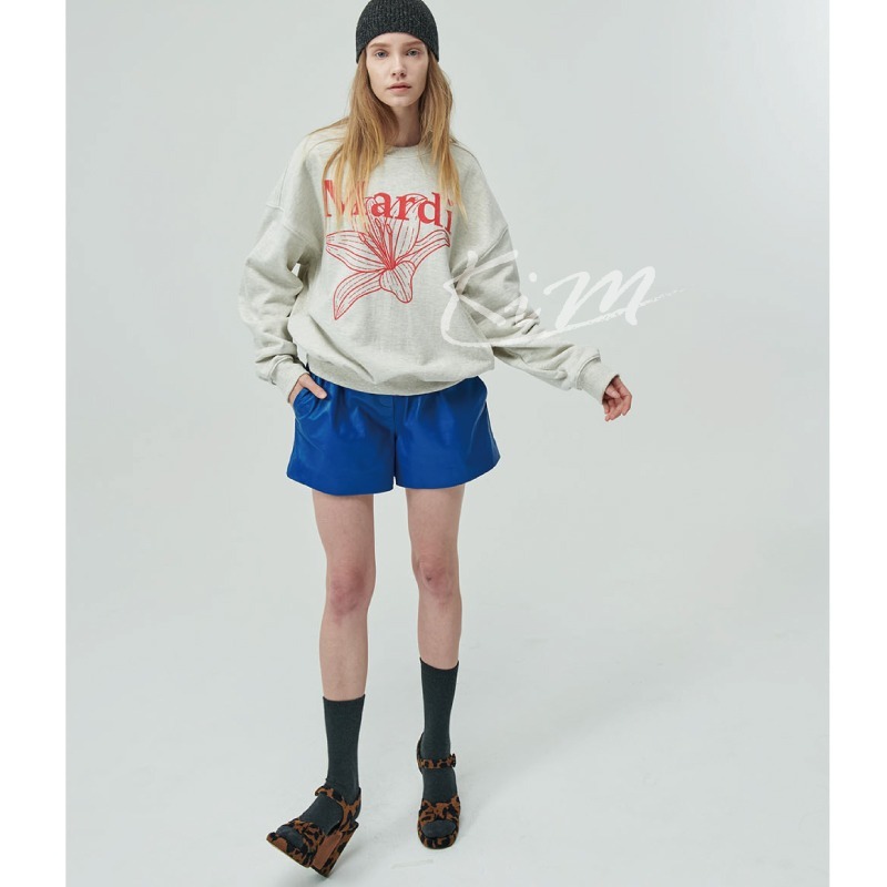 韓國MARDI MERCREDI 百合花 印花 大學T 長袖T恤 圓領衛衣 女-細節圖4