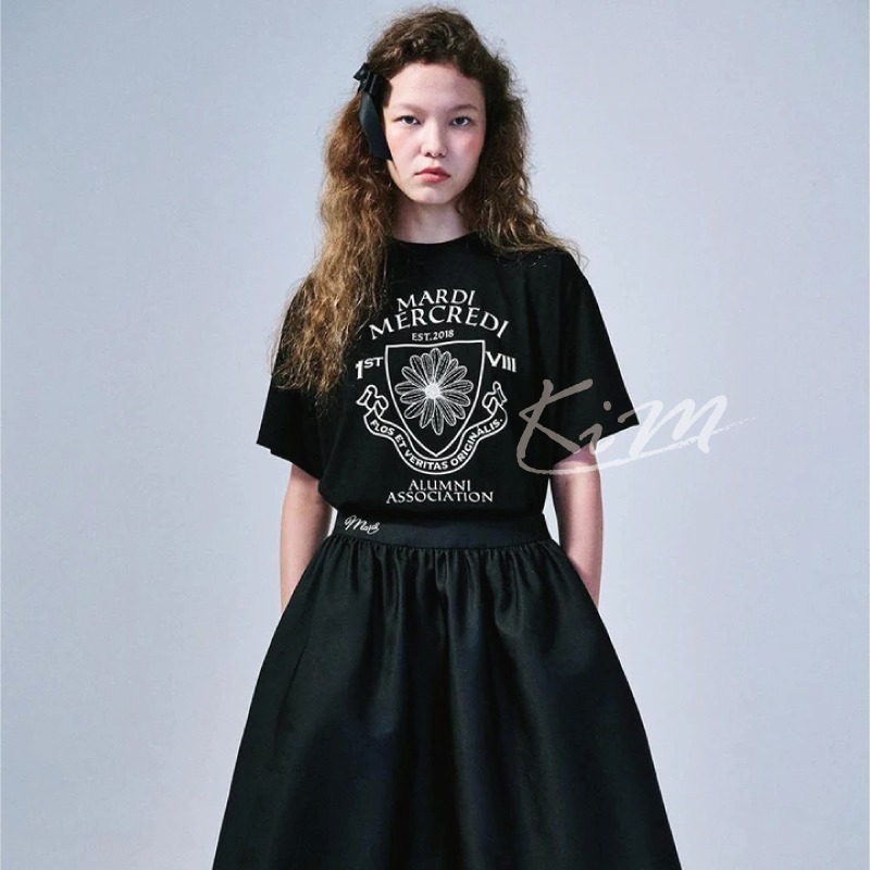 韓國MARDI MERCREDI 雛菊 徽章 盾牌 印花 圖案 短袖T恤 短T 女-細節圖4