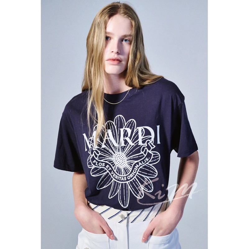 韓國MARDI MERCREDI 雛菊 緞帶 印花 圖案 短袖T恤 短T 女 夏季-細節圖2