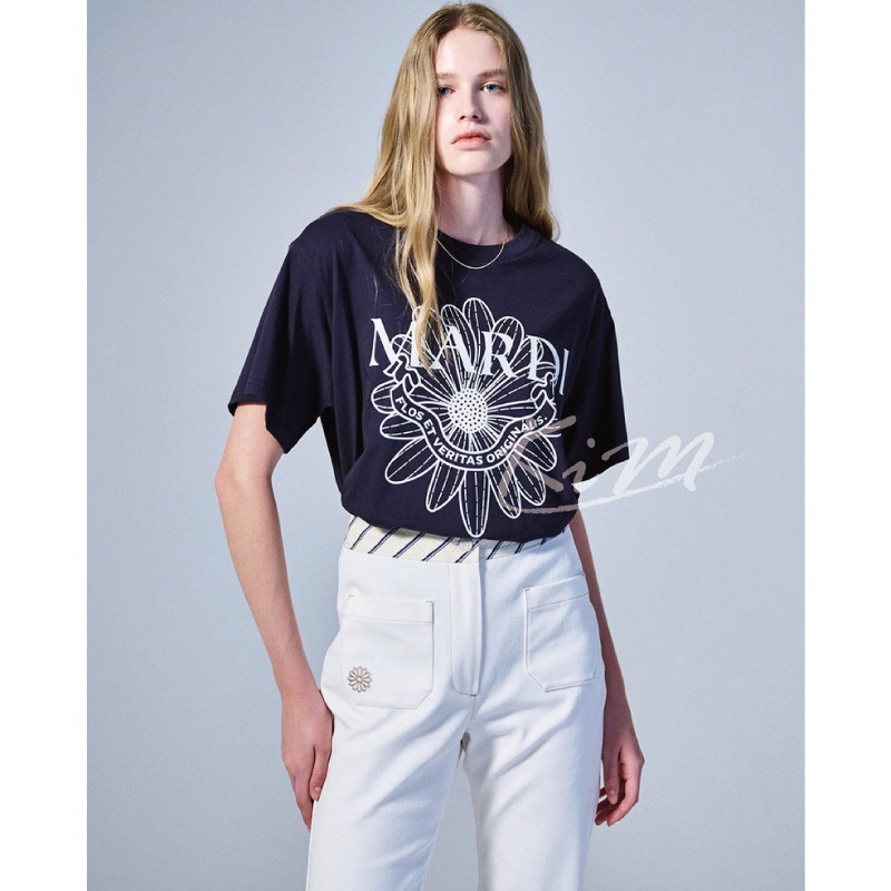 韓國MARDI MERCREDI 雛菊 緞帶 印花 圖案 短袖T恤 短T 女 夏季-細節圖6