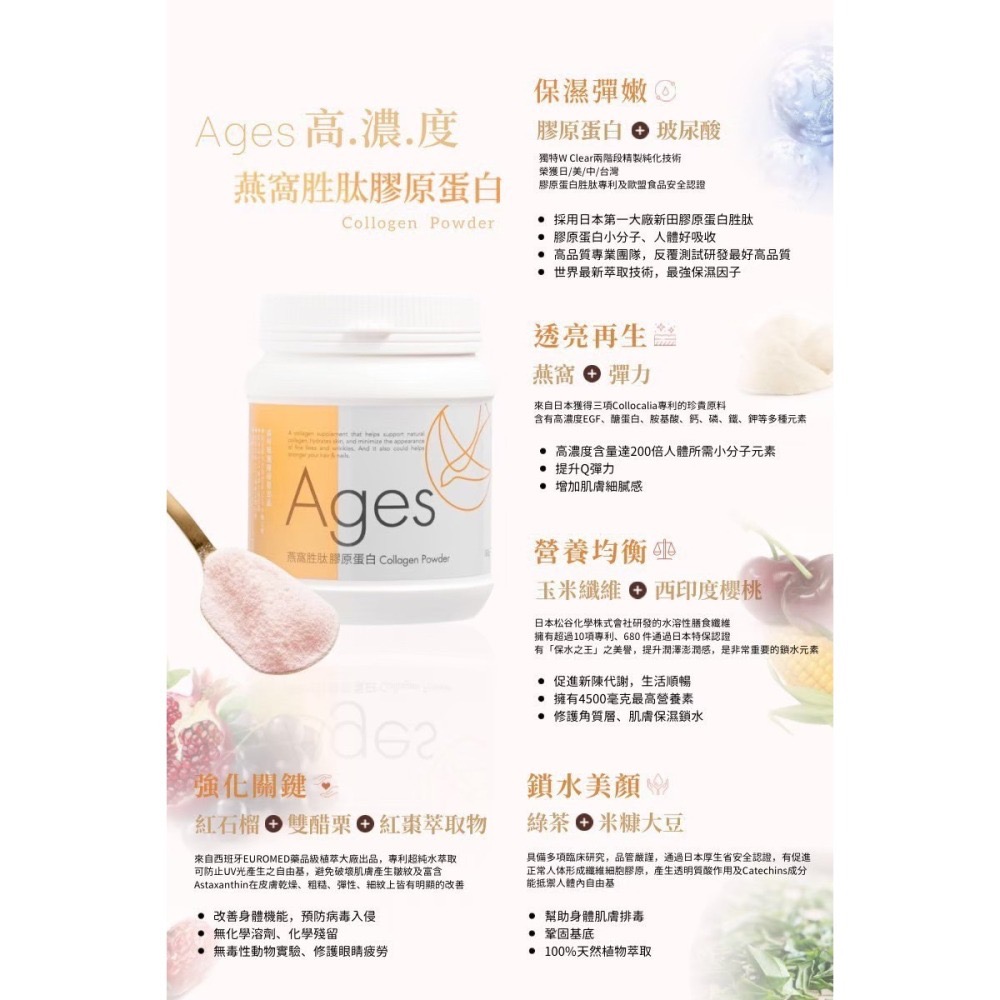 Ages 燕窩胜肽膠原蛋白 (凍齡的秘密 | 淡化暗沉 淡斑 除疤就靠他)-細節圖3