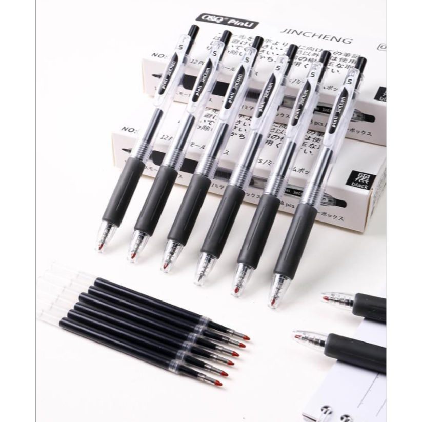 大容量 按壓中性筆12入 (0.5mm) 黑色 紅色 藍色 按壓式自動中性筆 中性筆 原子筆 書寫筆 文具 筆記本-細節圖3