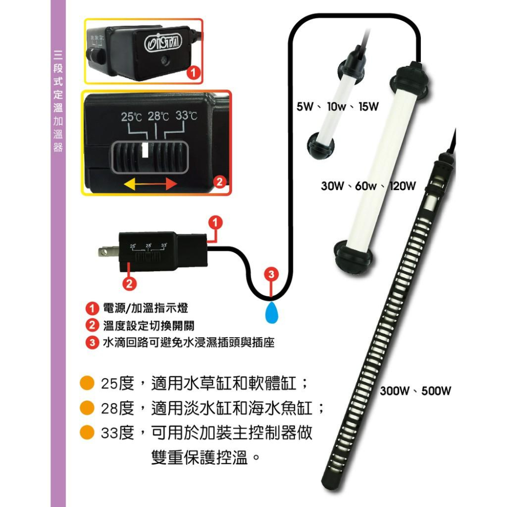 微笑的魚水族☆ISTA-伊士達【25℃-28℃-33℃三段式定溫加溫器】30W.60W.120W.300W.500W-細節圖2