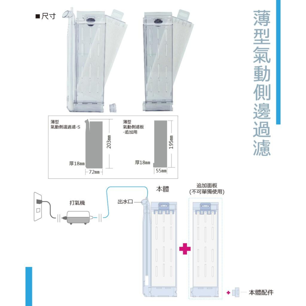 微笑的魚水族☆SUISAKU水作【薄型氣動側邊過濾器(追加用)】水妖精-細節圖3