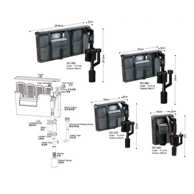 微笑的魚水族☆Dophin-海豚【薄型外掛除油膜過濾器SH-200.SH-250.SH-280.SH-380】-細節圖2