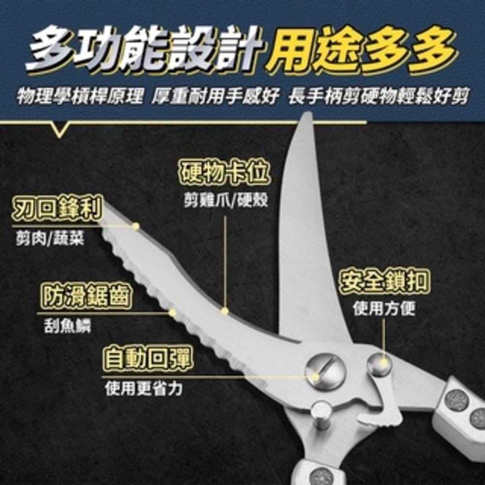 【12h快速出貨】不鏽鋼雞骨剪刀 剪骨刀 雞骨剪 強力雞骨剪 不銹鋼剪刀 多功能剪刀 骨頭剪 料理剪 食物剪刀-細節圖2