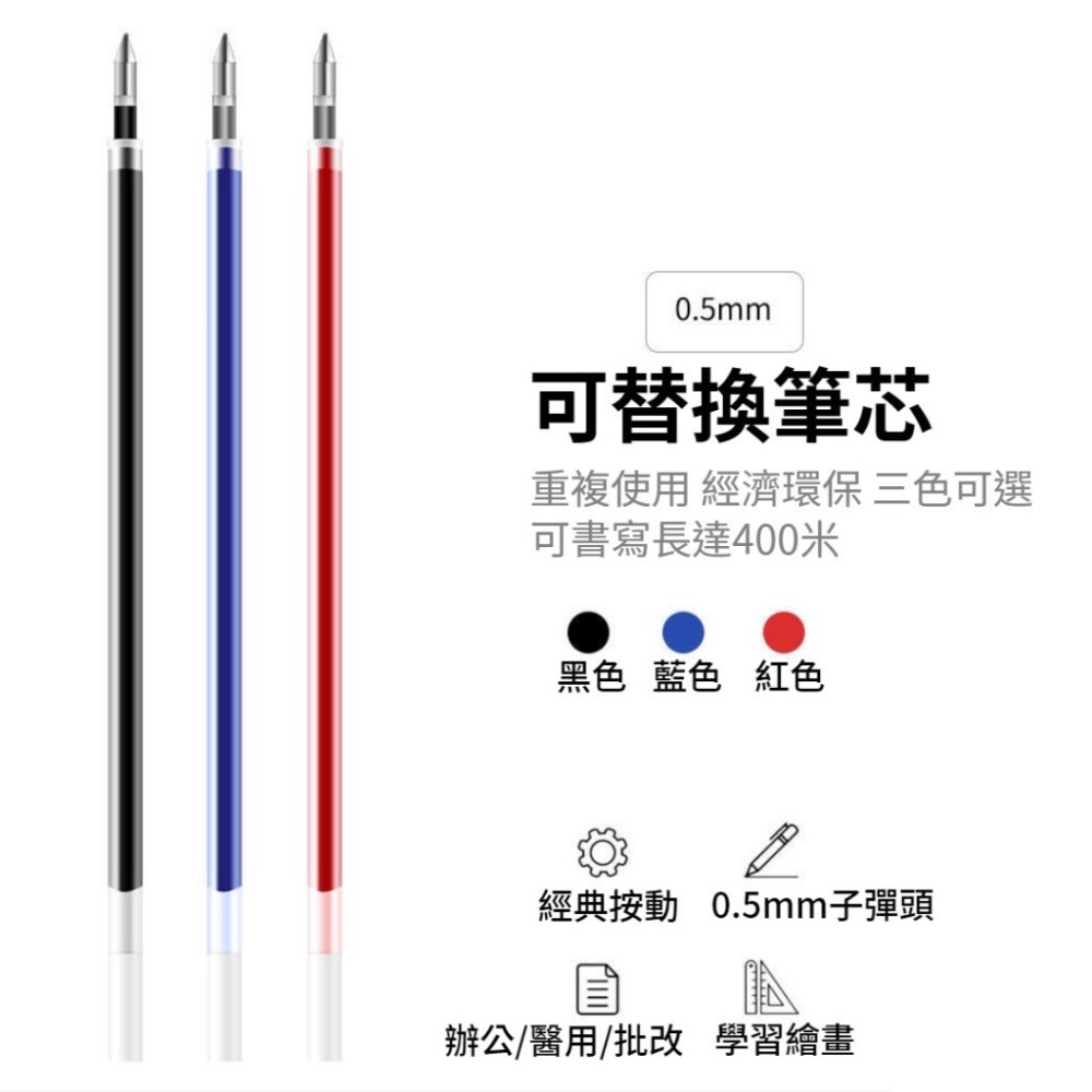 【現貨當天出】0.5mm按壓中性筆 按壓原子筆 自動筆 按壓式 圓珠筆 藍筆 按壓筆 筆 文具 大容量-細節圖2
