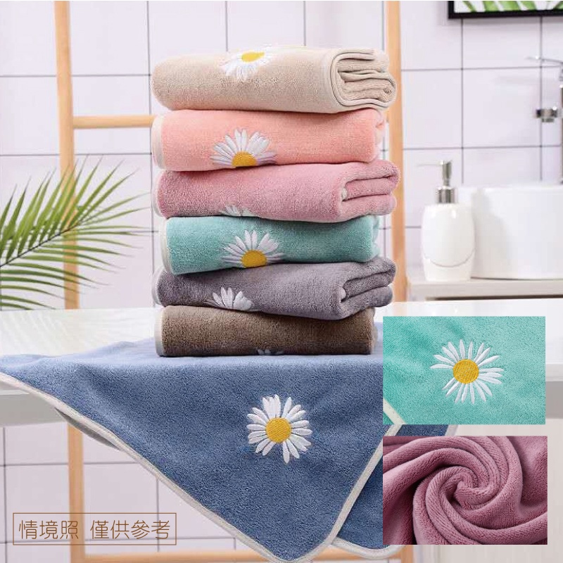 [台灣現貨] 多彩可愛小雛菊吸水毛巾 超細纖維 舒適柔軟 浴巾 雛菊浴巾 洗臉面巾 柔軟吸水-細節圖5