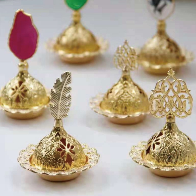 [台灣出貨] 異國風金色聚寶香薰小爐盤 可使用塔香 香粒 香錐粒 香粉 香盤 香爐-細節圖4